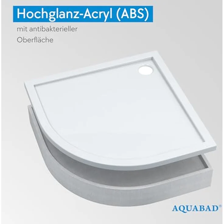 Aquabad® Duschwanne BASIC Smooth White, Viertelkreis, Acryl, inkl. Styroporträger und Ablaufgarnitur, 80x80 cm – Bild 4