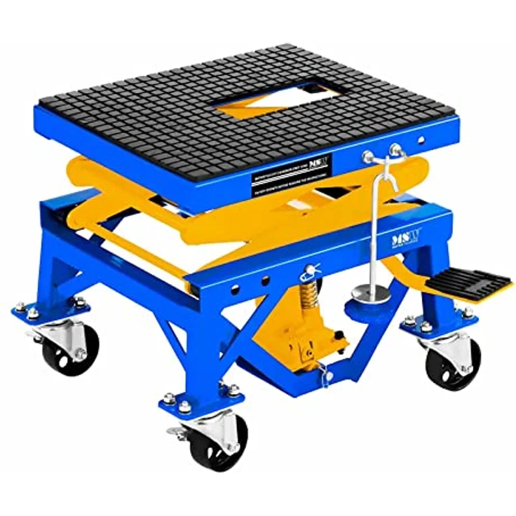 "MSW Motorradheber Scherenhebebühne 135 kg - Rollen, höhenverstellbar, Stahl" – Bild 3
