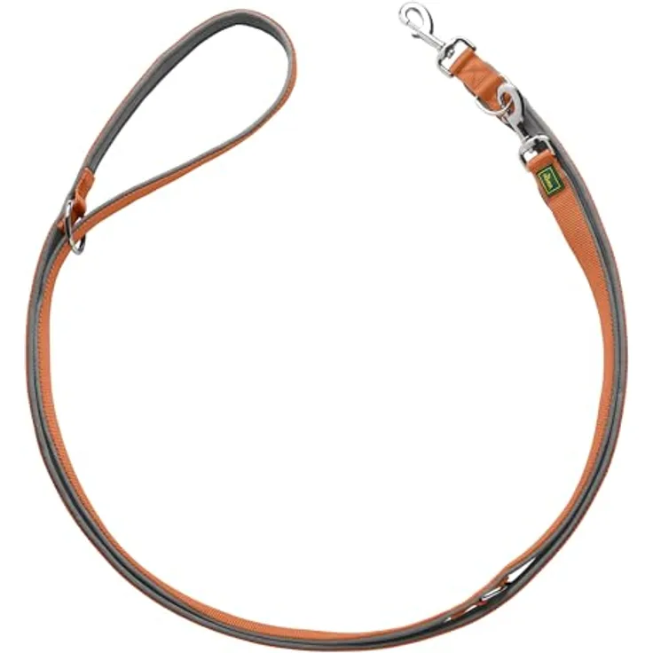 HUNTER Verstellbare Führleine NEOPREN, Kupfer-grau, strapazierfähiges Nylon, 3-fache Verstellmöglichkeit, weiche Neoprenpolsterung, optimal für Alltag und Training, Größe: 15-200