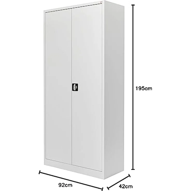STIER Universalschrank 1950 x 920 x 420 mm, lichtgrau, 4 Fachböden, verschweißt mit Drehriegelverschluss, stabiler Mehrzweckschrank für Büro und Lager – Bild 2