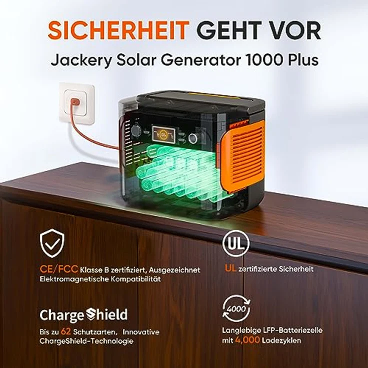 Jackery Explorer 1000 Plus Tragbare Powerstation, 1264Wh LiFePO4 Batterie mit 2x 2000W AC Ausgängen, Erweiterbar auf 5kWh für Urlaub RV Camping Notfall – Bild 2