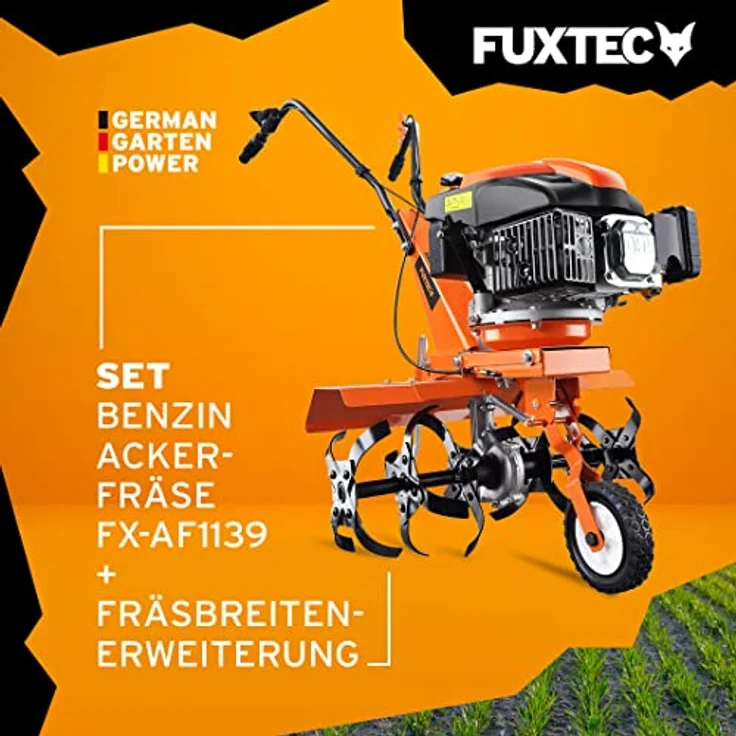 FUXTEC FX-AF1139 SET Ackerfräse Bodenhacke Motorhacke inkl Fräsebreitenerweiterung (FX-AF1139-SET1), 30 cm Arbeitstiefe, 2200 Watt Leistung - Preisvergleich – Bild 2