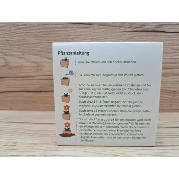 Feel Green Ecocube Oregano, Bio Samen Anzuchtset im Holzwürfel, 100% Eco Friendly, Made in Austria – Bild 3