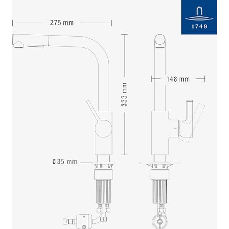 Villeroy & Boch Variaro Küchenarmatur FirmaFlow® Kartusche mit Handbrause, 360° schwenkbarem Auslauf, Chrom-Finish – Bild 7