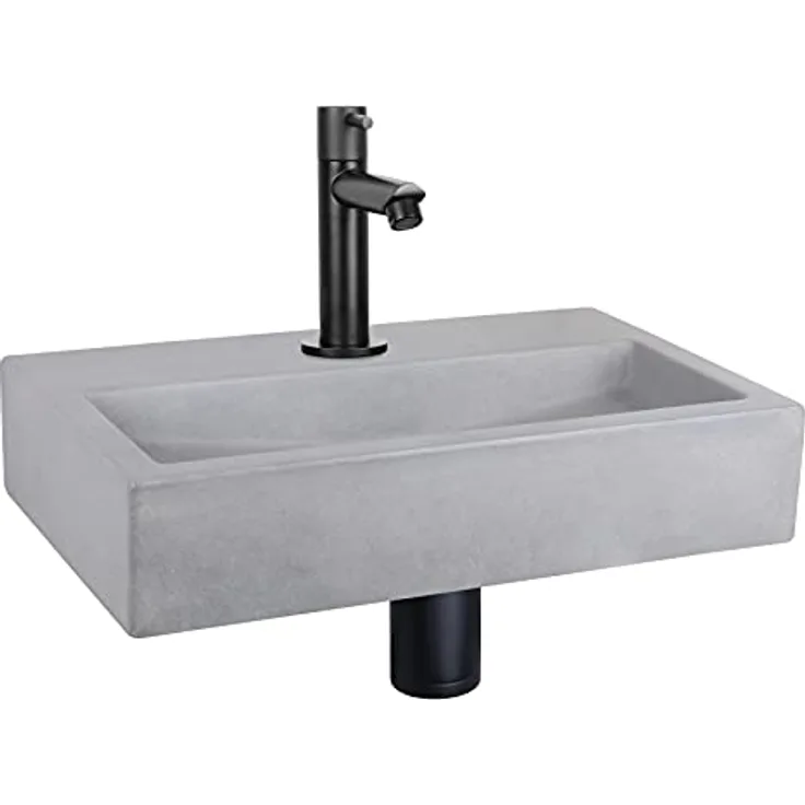 Differnz Flat Waschbecken-Set, Kompaktwaschschüssel 38x24x7 cm für moderne WC-Räume