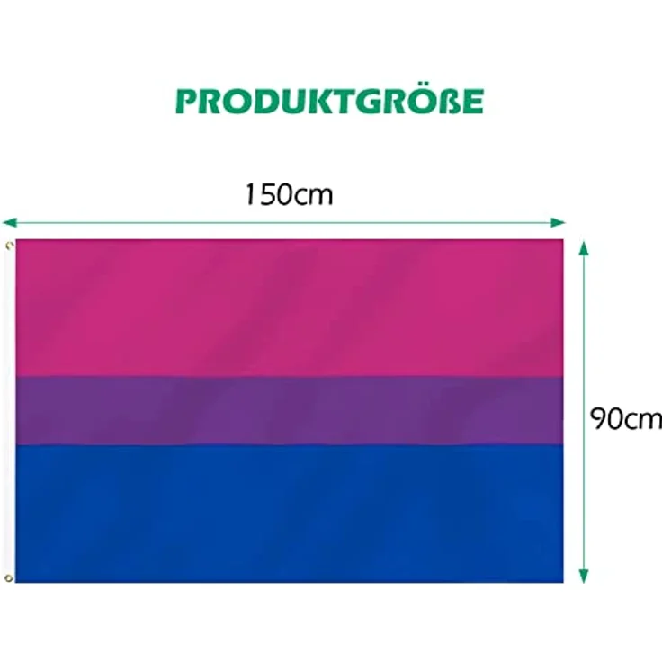 MOGADEE Bisexual Flag, 90 * 150cm mit Wetterschutz und UV-Schutz, hochwertige Oxford-Stoffflagge für Indoor und Outdoor, geeignet für LGBTQ Festivals und Paraden – Bild 2