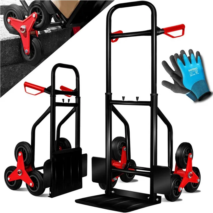 MASKO Sackkarre, Treppenkarre Sackkarre 200kg Transportkarre Treppensteiger, robuste Stahl-Konstruktion, Hartgummibereifung