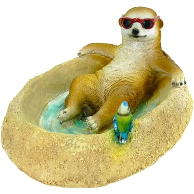 Kremers Schatzkiste Erdmännchen Eddy Vogeltränke Figur Gartenfigur 31 cm Meercat Tierfigur Gartendekoration aus Kunstharz – Bild 7