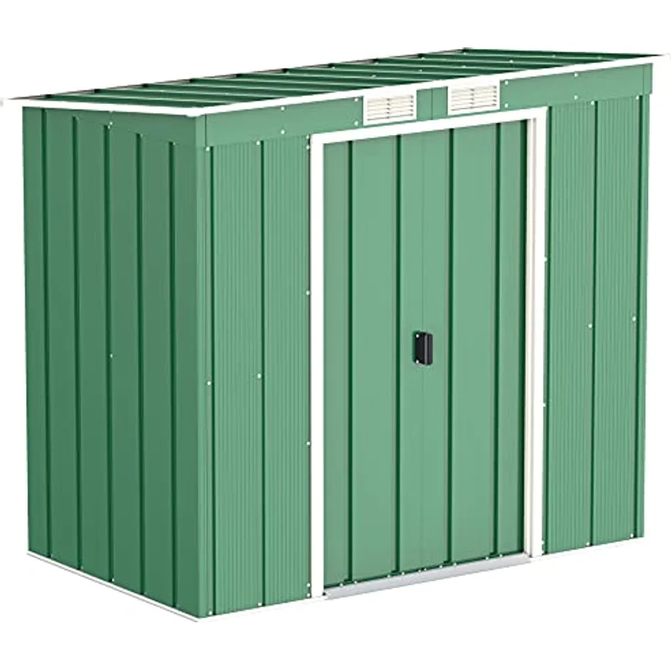 Duramax ECO 6 x 4 (2.17 m²) Metallgerätehaus mit Steildach, Gartenhaus aus feuerverzinktem Metall - Geräteschuppen, robuste und verstärkte Dachkonstruktion, wetterfester Metallschuppen, Grün – Bild 1