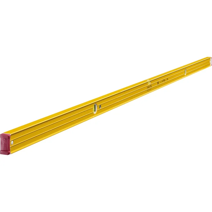 STABILA Wasserwaage Type 96-2, 244 cm, extrasteifes Alu-Profil, 1 Horizontal-Libelle, 2 Vertikal-Libellen, stoßdämpfende Endkappen, integrierte Rutsch-Stopper, Made in Germany – Bild 1