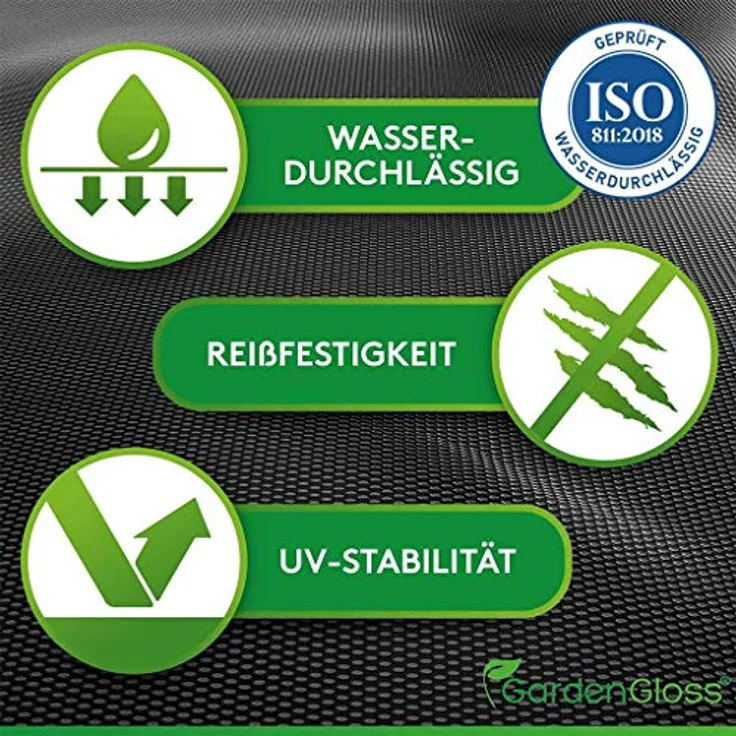 GardenGloss Unkrautvlies 25m², 150g/m² wasserdurchlässig, extra stark, reißfest, hohe UV-Stabilisierung – Bild 2