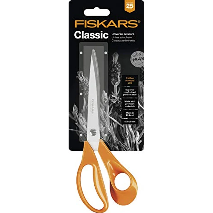 Fiskars Universalschere, Länge 24 cm, Rostfreie Stahl-Klinge-Kunststoff-Griffe, Orange, Classic, S94, 1001538 mittelgroß – Bild 3