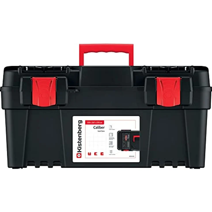 Werkzeugkasten Werkzeugkoffer mit integrierter Werkzeugtrage für Werkstatt Garage ABS-Klemmverschlüsse Kunststoff (550 x 267 x 270 mm) – Bild 4
