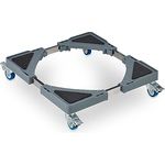 Relaxdays Pflanzenroller, ausziehbarer Blumenroller, BxT: 44x44–70x70 cm, Grau/Silber, Kunststoff, Edelstahl