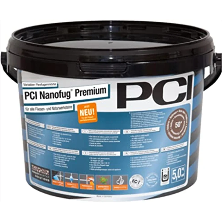 PCI Nanofug Premium, Flexfugenmörtel für Innen- und Außenanwendungen, basalt, 5 Kg – Bild 1