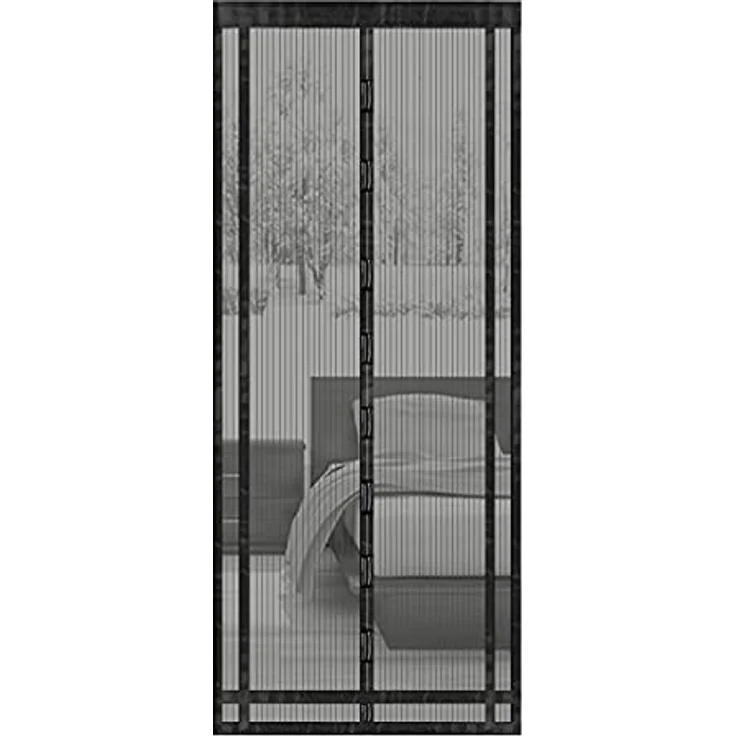 Sekey Magnet Fliegengitter Balkontür ohne Bohren Zuschneidbar, Türvorhang Fliegenschutz, Insektenschutz Tür Vorhang mit Verbreitertem Klebeband 90x210cm, Schwarz – Bild 1