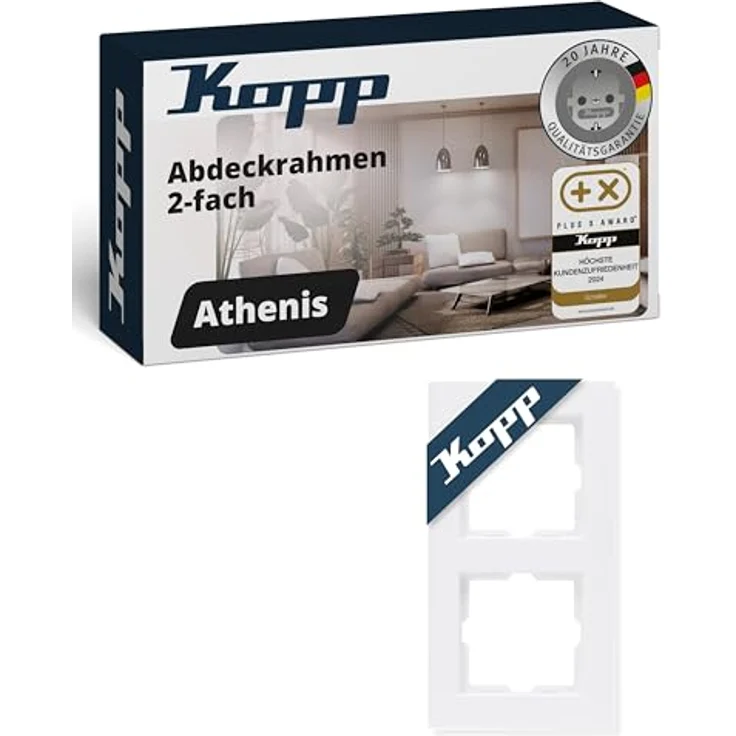 Kopp Athenis 2-fach Abdeckrahmen, arktis-weiß, matte Oberfläche, IP 20 – Bild 1