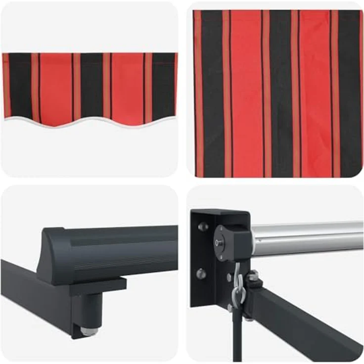 vidaXL Manuelle Gelenkarmmarkise, Sonnenschild mit integrierten LEDs, Orange und Schwarz, 2,5 x 2 m – Bild 5