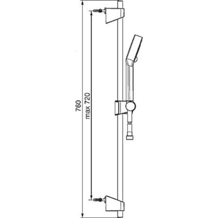 HANSA Stangenbrause-Set Hansabasicjet, 3 Strahlart(en), Wandstangen 650 mm 3-strahlig Brausekopf Ø 95 mm – Bild 3