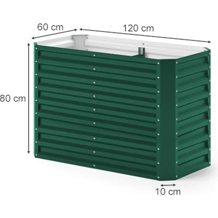 ok-Living Hochbeet Kräuterbeet Gemüsebeet rechteckig 120x60x80cm, grün, verzinkter Stahl für optimale Pflanzenbedingungen – Bild 4