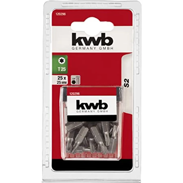 kwb T25-Bit Spender-Box – 25-teiliges Bit-Set, speziell für Torx-Schrauben, 25 mm Länge, C 6.3 Form und 1-4'' Durchmesser mit Sechskant-Schaft – Bild 2