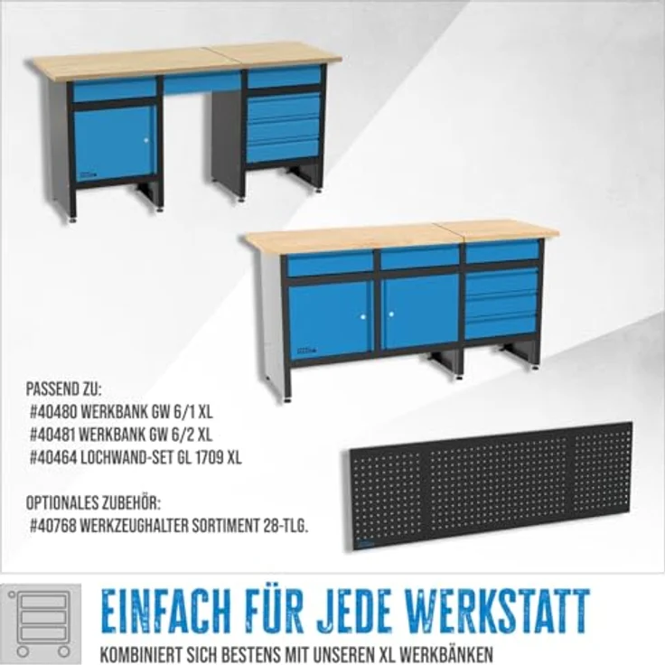 Güde Wandschrank GWS 2T/L XL, 2-türiger Werkzeugschrank mit 2 höhenverstellbaren Fachböden und integrierter Lochwand aus pulverbeschichtetem Stahlblech – Bild 6