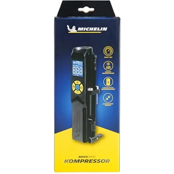 MICHELIN elektrische Fahrradpumpe | Luftpumpe | Akku Mini Kompressor mit LED Licht | 10 Bar/ 150 PSI, 7,4 V /2500 mAH – Bild 2
