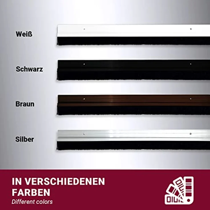 Euro Tische Bürstendichtung für Türen, Zugluftstopper zum Anschrauben, Türdichtung für Luft- und Schalldämmung, Aluminium, Schwarz oder Weiß, 100 cm – Bild 4