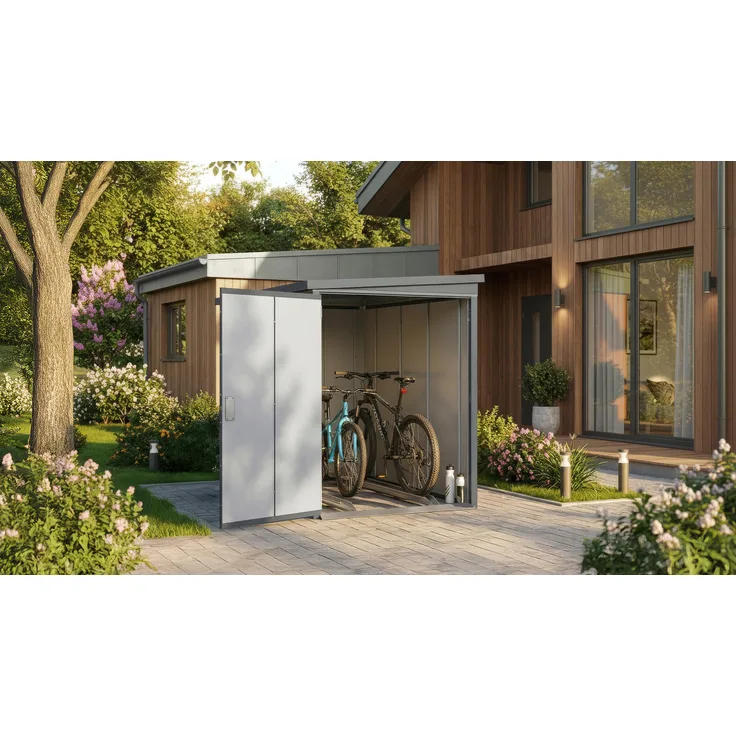 Weka Metall-Bikebox Gary, sicherer Fahrradschuppen für zwei Räder, anthrazit, B x T x H 120 x 202 cm