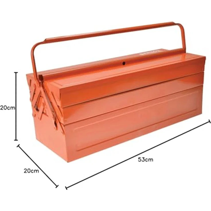 Bahco Metall-Werkzeugkasten, 5 Fächer, abschließbar, 530 mm x 200 mm x 200 mm, orange, robuste Stahlkonstruktion mit pulverbeschichteter Oberfläche – Bild 4