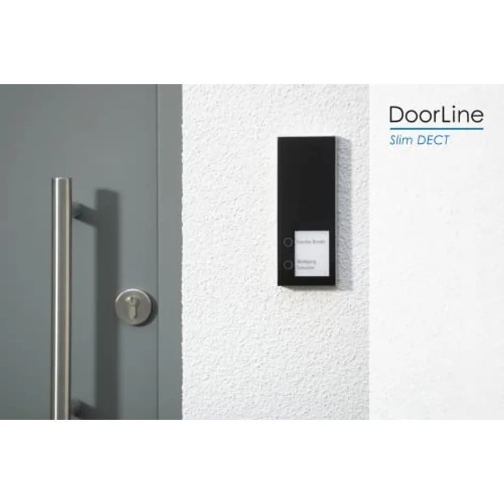 DoorLine Slim Dect Funk Schwarz Türsprechanlage, Klingel, Funkklingel, Türöffner anschließbar, Haustelefon und Handy als Gegensprechanlage, Aufputz auf Standard Unterputzdose. – Bild 3