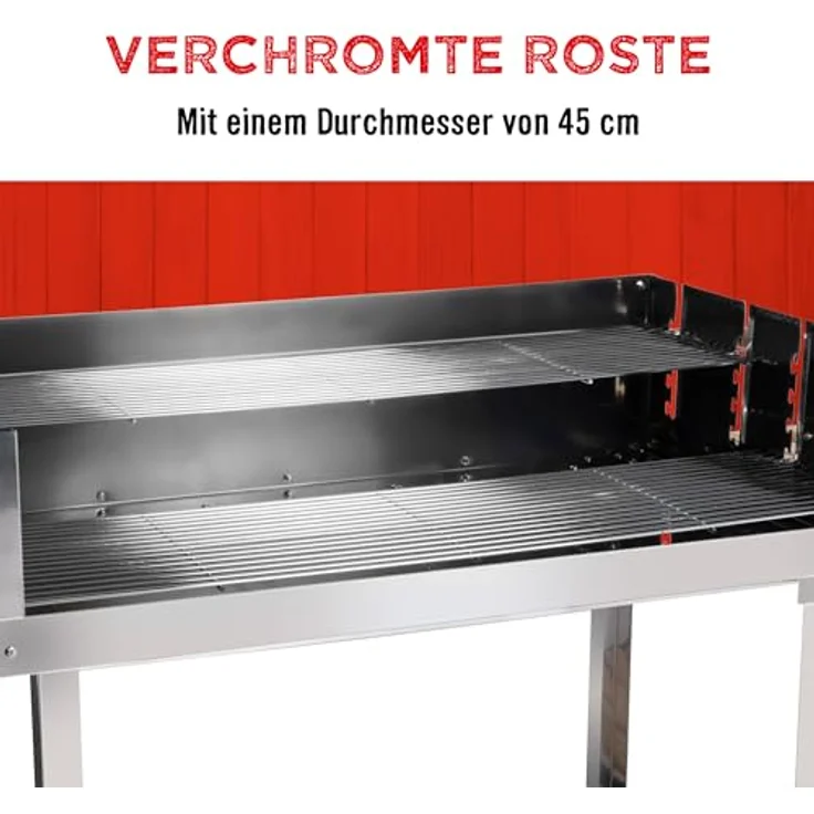 BBQ Holzkohlegrill Grillwagen aus Edelstahl 98 x 56 cm, Grillfläche 98 x 56 cm – Bild 6