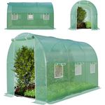 GARMIO® Foliengewächshaus Tomatengewächshaus Winterfest, Folientunnel für Aufzucht, 3x2x2 m groß, grün, 6 Fenster, Insektennetz, Rund, Mehrweg, Gitternetzfolie