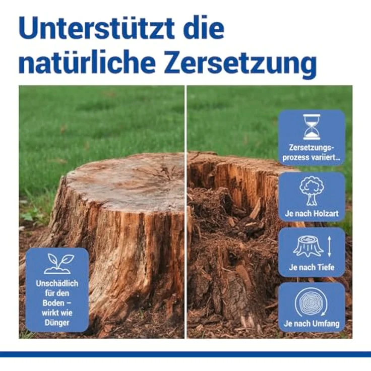 Maximex Wurzelentferner Granulat 300 g, beschleunigte Zersetzung von Baumstümpfen, umweltfreundlich und einfach anzuwenden – Bild 5