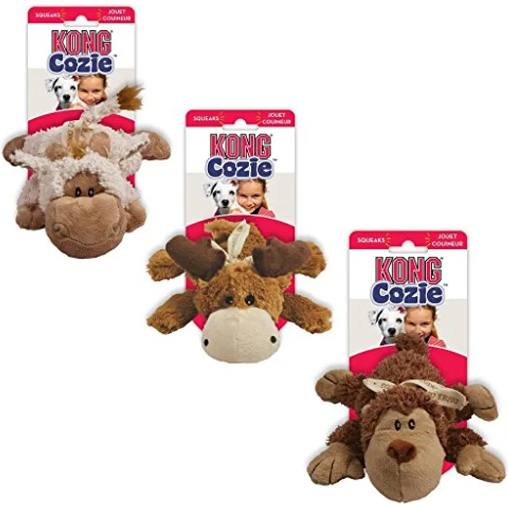 KONG – Cozie Naturals – Quietschendes Hundeplüschtier für Drinnen (Verschiedene Figuren) – Für Mittelgroße Hunde