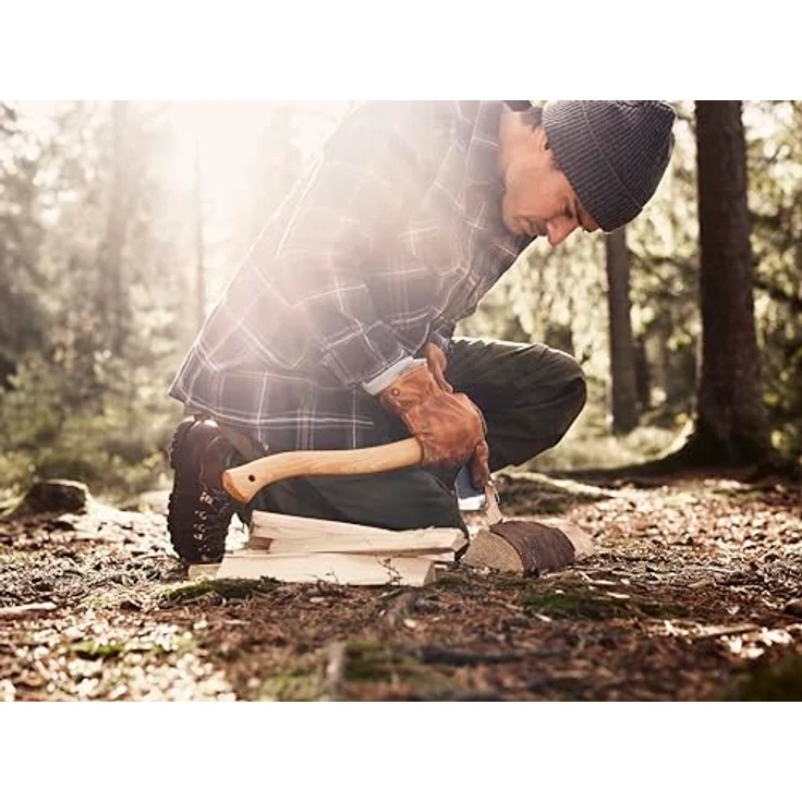 Hultafors Dvardala Forst- und Jagdaxt, 45 cm, 960 g, Carbonstahl, braun mit Klingenschutz – Bild 7