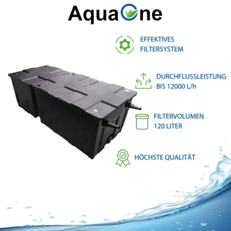 AquaOne Kammerfilter Set mit Teichpumpe und Wasserklärer I Filteranlage CBF-550 B für einen Teich bis 90.000 Liter I Komplettset mit UVC Klärer 110W Eco Pumpe 70 Watt Skimmer Teichschlauch Nr.81 – Bild 2
