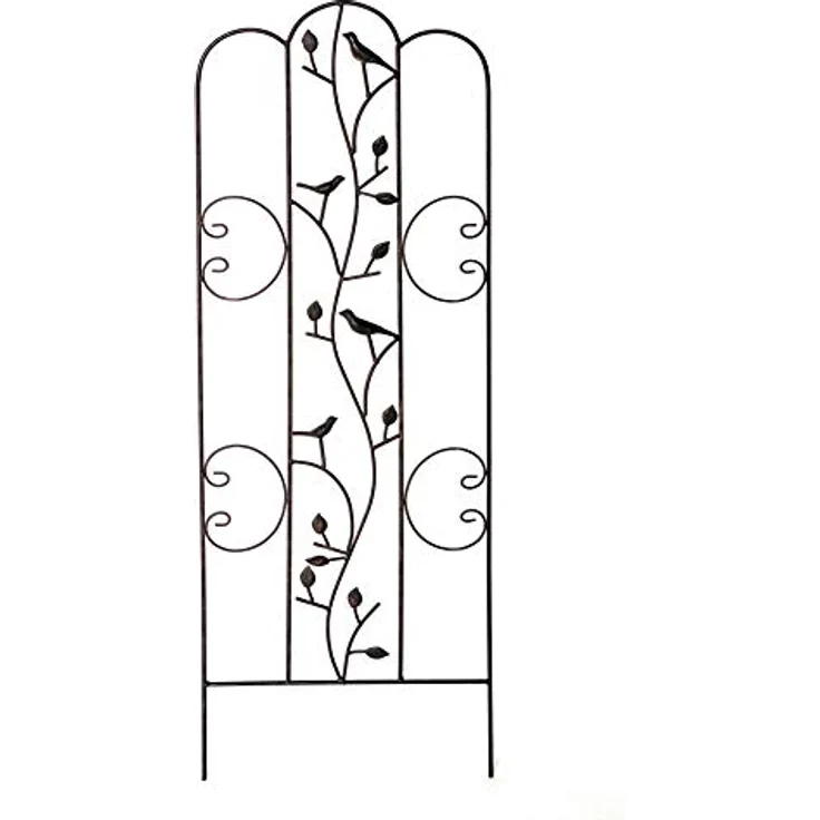 DanDiBo Rankhilfe Metall mit Vögel Blumengitter 110 cm Freistehend Rankgitter 1858 Steckzaun Kletterhilfe Zaun – Bild 2