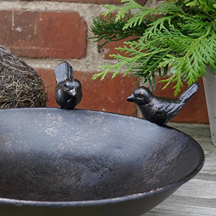 Deko-Impression Vogeltränke Vogelbad Vogel-Futterstelle Eisen massiv bronzefarben 22 – Bild 3