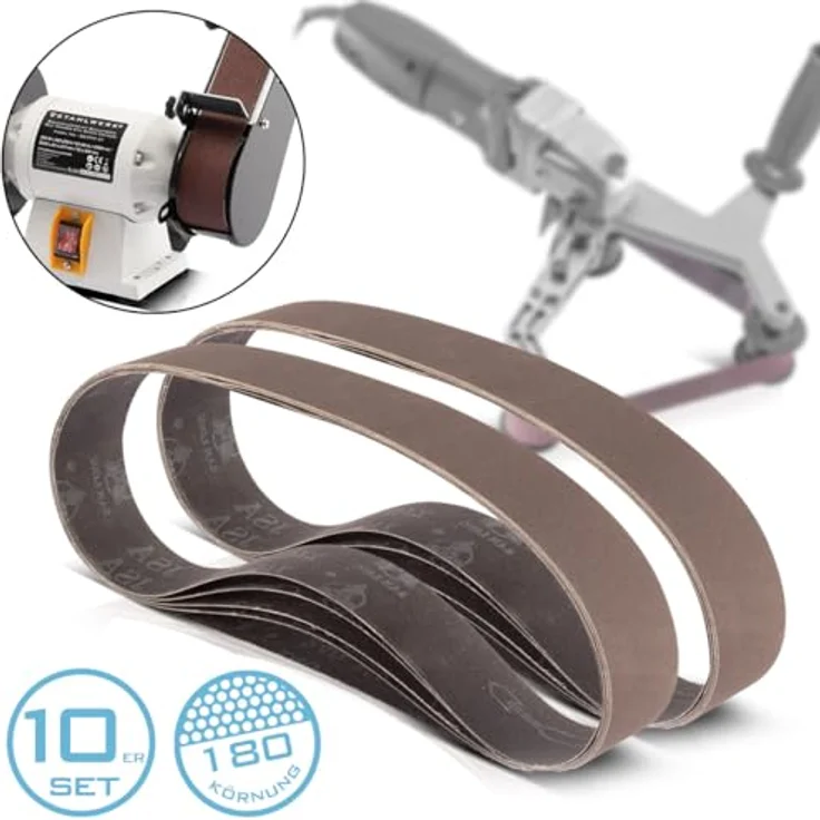 STAHLWERK Schleifband 10er Set, P180 Körnung 40 x 760 mm, Universal-Schleifpapier für Rohrbandschleifer und Bandschleifer, hohe Abtragsleistung und Oberflächenqualität – Bild 2