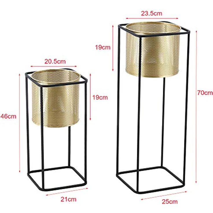 En casa Blumenständer (Set, 2er), »Mettet« Pflanzenständer 2er Set Metall Goldfarben/Schwarz - Zeitloses Design, 2 unterschiedliche Größen – Bild 4