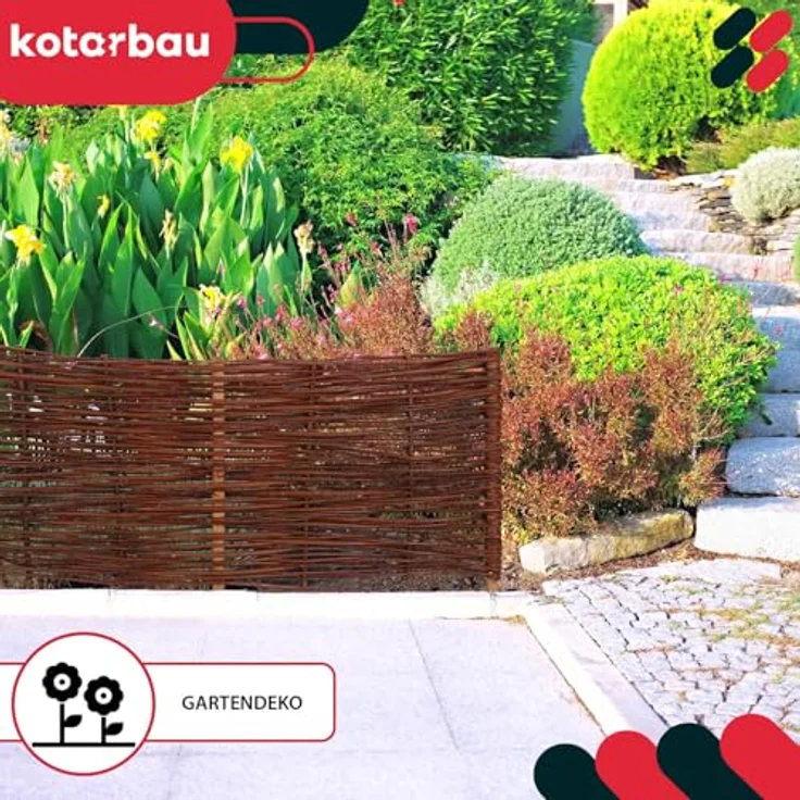 KOTARBAU® Beetbegrenzung aus Weide, 100 x 40 cm, ökologische Weidenpalisade für Gartenbeete und Rasenkanten – Bild 2