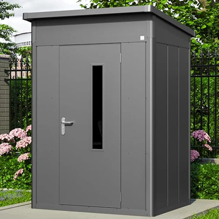 GFP Primeyard Gerätehaus Metall Gartenhaus 158x122x231 cm Geräteschuppen Pultdach anthrazit – Bild 2