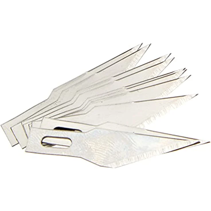 Wedo 7821 Ersatzklingen (für Skalpell und Hobbymesser, spitz, Kunststoffbox) 10 Stück, silber – Bild 2