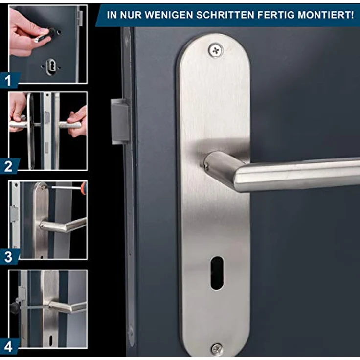 Alpertec 28015500 Edelstahl Conte-LS Renovierungsgarnitur für Zimmertüren Drückergarnitur Türdrücker Türbeschläge Neu – Bild 4