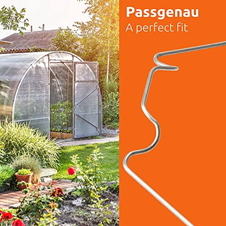 ECENCE 50x Gewächshaus-Klammern Edelstahl verzinkt Rostfrei und Sturmfest für Gewächshaus & Glashaus Hohlkammerstegplatten 95mm x 35mm – Bild 5