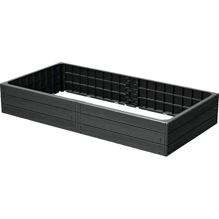 Prosperplast Palisade Base Wood, Gartenbeet und Hochbeet aus robustem Kunststoff, BxT: 149,2x75,6 cm, natürliche Holzoptik