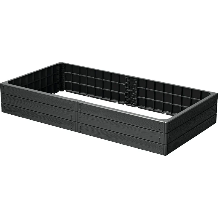 Prosperplast Palisade Base Wood, Gartenbeet und Hochbeet aus robustem Kunststoff, BxT: 149,2x75,6 cm, natürliche Holzoptik