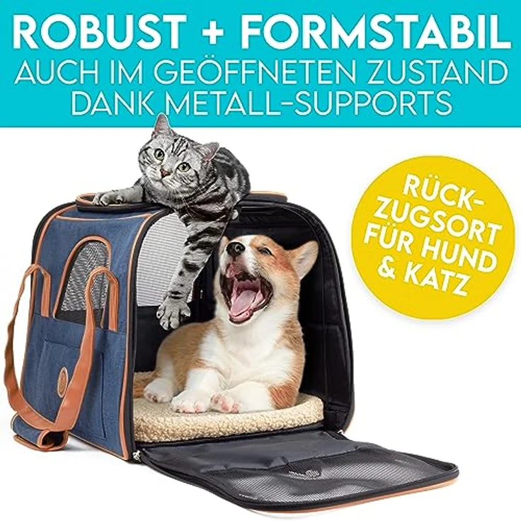 HUND IST KÖNIG® Hundetasche Katzentasche bis 6,5kg - robust & formstabil | Hochwertige Hundetragetasche | Transporttasche Katze - faltbar & leicht zu verstauen | Hundebox Auto Transportbox Katze – Bild 3