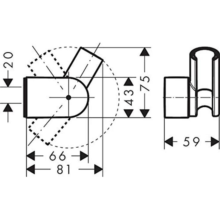 Hansgrohe Duschkopf-Halterung, neigbar, zum Schrauben, Vario Chrom 28328000 – Bild 2
